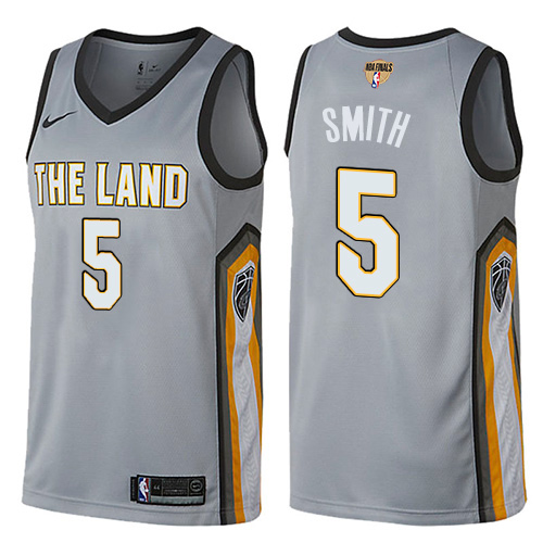 Cleveland Cavaliers #5 J.R. Smith Gray The Finals Patch Swingman City Edition Jersey Mens