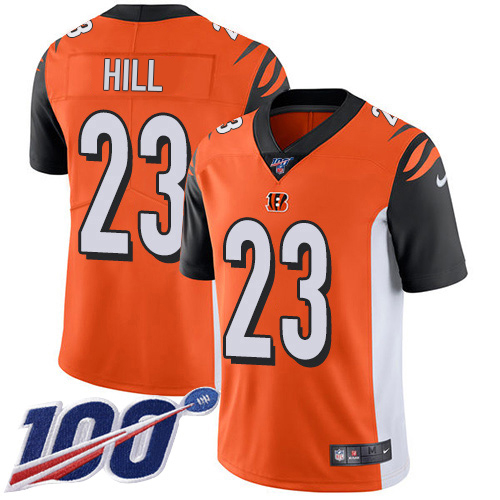 Bengals #23 Daxton Hill Orange Alternate Men's Stitched 100th Season Vapor Untouchable Limited Jersey