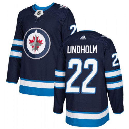 Adidas Winnipeg Jets #22 Par Lindholm Navy Blue Home Authentic Stitched Jersey Men's