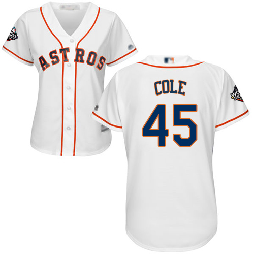 Houston Astros #45 Gerrit Cole White Home 2019 World Series Bound Women's Stitched Jersey Womens