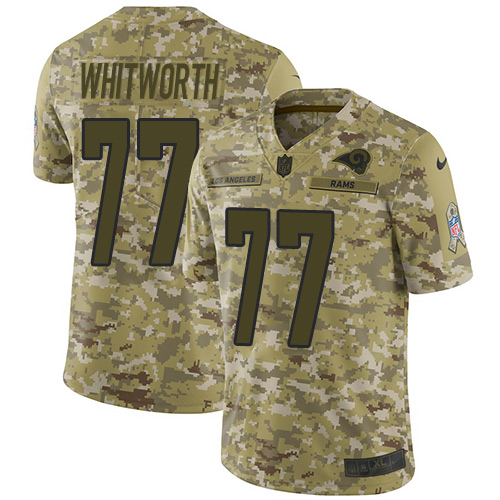 Los Angeles Rams #77 Andrew Whitworth Camo Men's Stitched Limited 2018 Salute To Service Jersey Men's