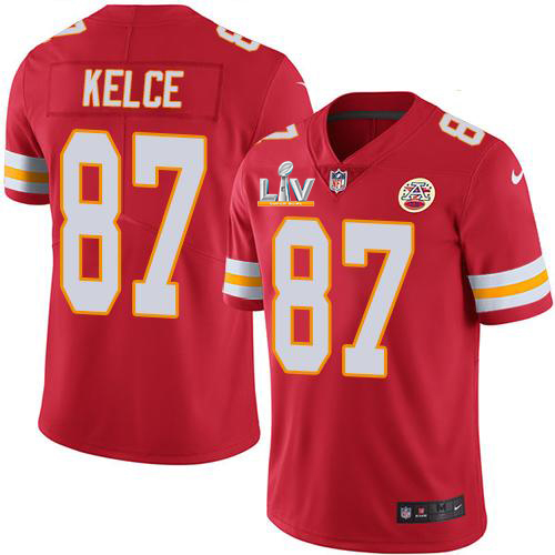 Chiefs #87 Travis Kelce Red Team Color Youth Super Bowl LV Bound Stitched Vapor Untouchable Limited Jersey