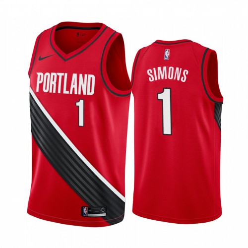 Portland Trail Blazers #1 Anfernee Simons Red Swingman Statement Edition 2019/2020 Jersey Mens