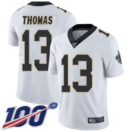 Saints #13 Michael Thomas White Men's Stitched 100th Season Vapor Limited Jersey