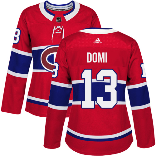 Adidas Montreal Canadiens #13 Max Domi Red Home Authentic Women's Stitched Jersey Womens