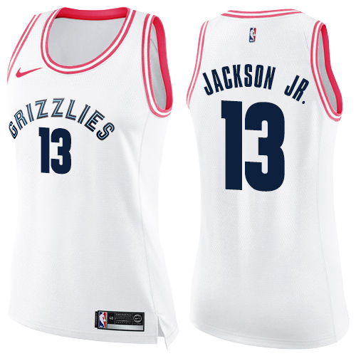 Memphis Grizzlies #13 Jaren Jackson Jr. White/Pink Womens Swingman Fashion Jersey Womens