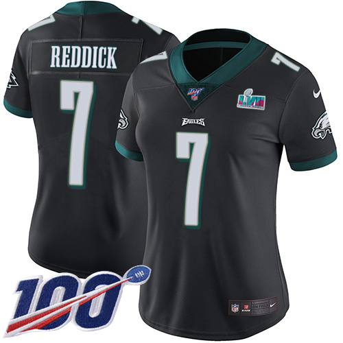 Eagles #7 Haason Reddick Black Alternate Super Bowl LVII Patch Women's Stitched 100th Season Vapor Untouchable Limited Jersey