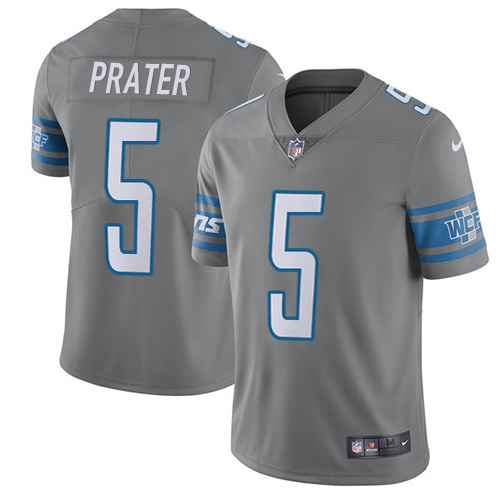 Detroit Lions #5 Matt Prater Gray Youth Stitched Limited Rush Jersey Youth