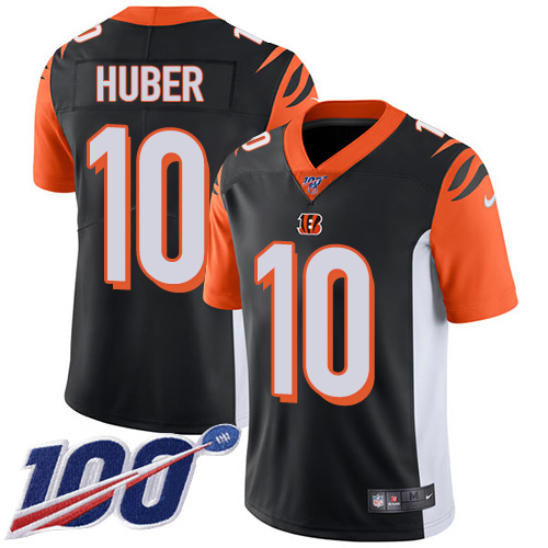 Cincinnati Bengals #10 Kevin Huber Black Team Color Youth Stitched 100th Season Vapor Limited Jersey Youth