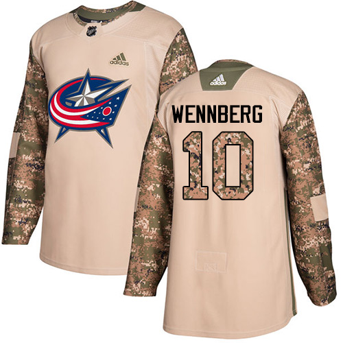 Adidas Columbus Blue Jackets #10 Alexander Wennberg Camo Authentic 2017 Veterans Day Stitched Youth Jersey Youth