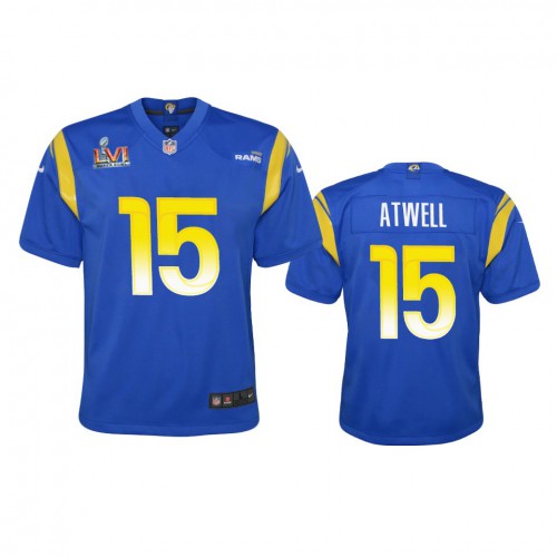 Los Angeles Los Angeles Rams #15 Tutu Atwell Youth Super Bowl LVI Patch Game Jersey - Royal Youth
