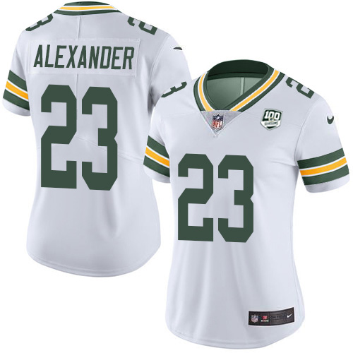 Packers #23 Jaire Alexander White Women's 100th Season Stitched Vapor Untouchable Limited Jersey