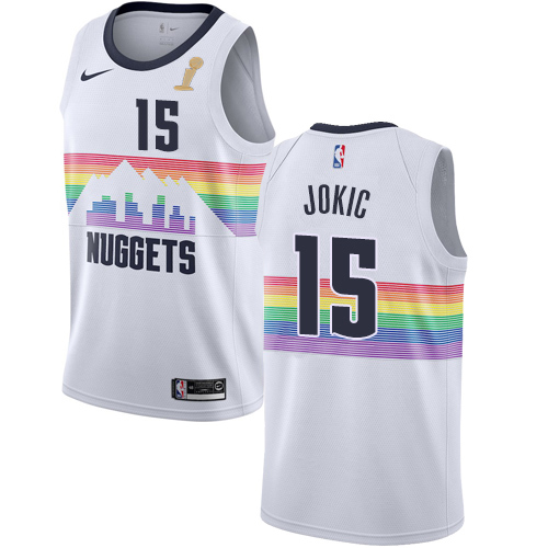 Denver Nuggets #15 Nikola Jokic White Swingman City Edition Youth 2023 Finals Champions Jersey