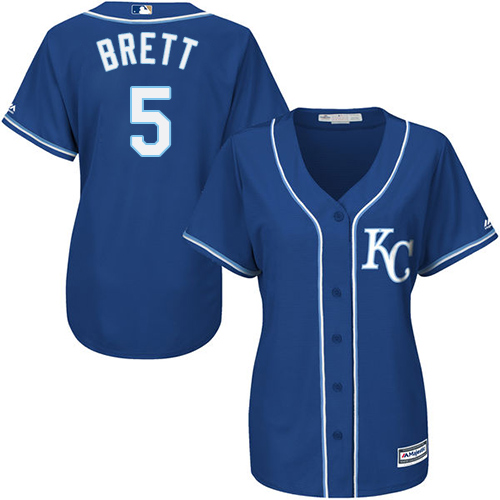 Kansas City Royals #5 George Brett Royal Blue Alternate Women's Stitched Jersey Womens