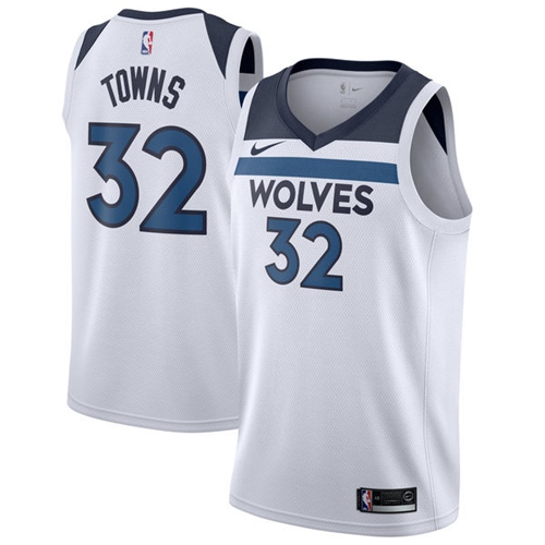 Minnesota Timberwolves #32 Karl-Anthony Towns White Youth Swingman Association Edition Jersey Youth