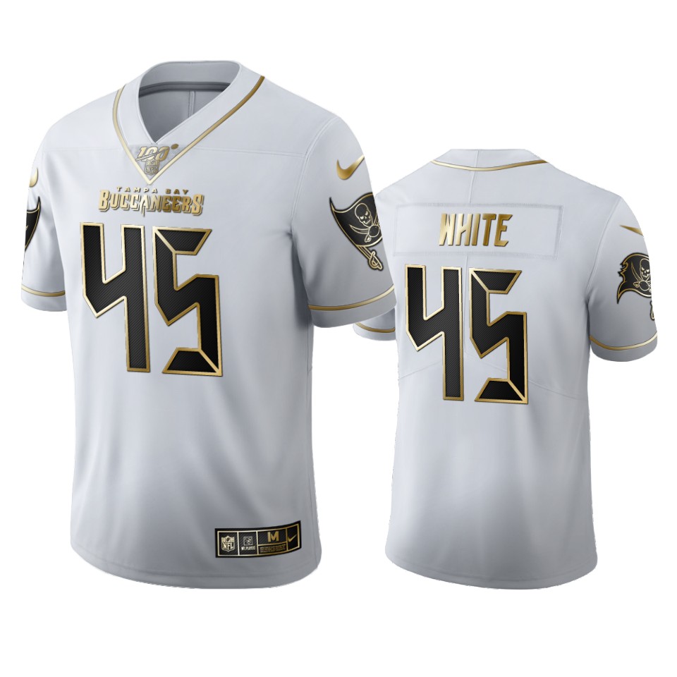 Tampa Bay Buccaneers #45 Devin White Men's White Golden Edition Vapor Limited 100 Jersey
