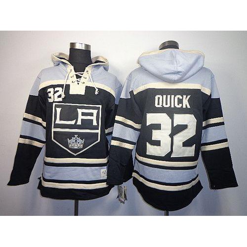 Los Angeles Kings #32 Jonathan Quick Black Sawyer Hooded Sweatshirt Stitched Jersey Men's