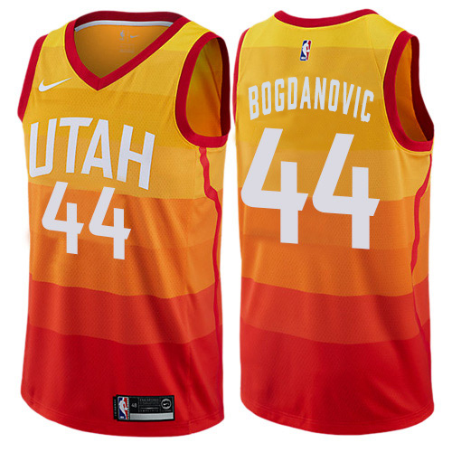 Utah Jazz #44 Bojan Bogdanovic Orange Swingman City Edition Jersey Mens
