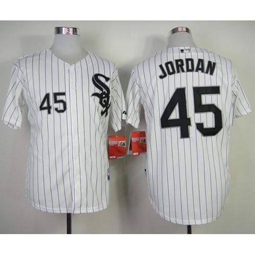 Chicago White Sox #45 Michael Jordan Stitched White Black Strip Jersey Men's