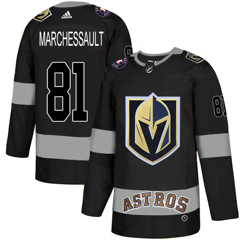 Adidas Golden Vegas Golden Knights X Astros #81 Jonathan Marchessault Black Authentic City Joint Name Stitched Jersey Men's
