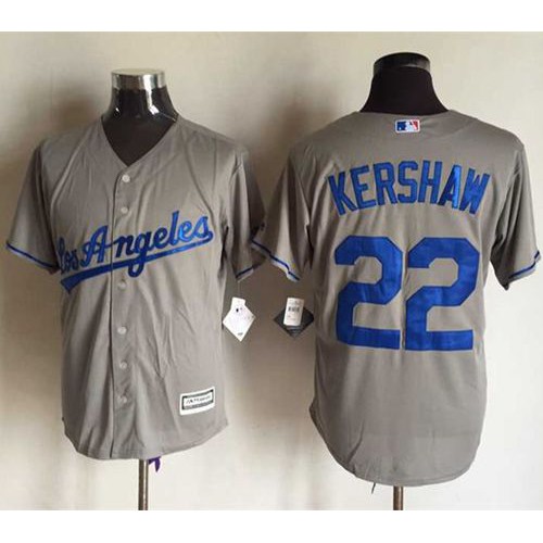 Los Angeles Dodgers #22 Clayton Kershaw Grey New Cool Base Stitched Jersey Men's