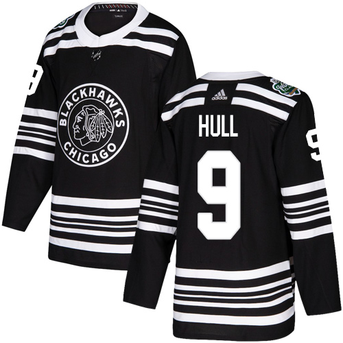 Adidas Chicago Blackhawks #9 Bobby Hull Black Authentic 2019 Winter Classic Stitched Jersey Men's