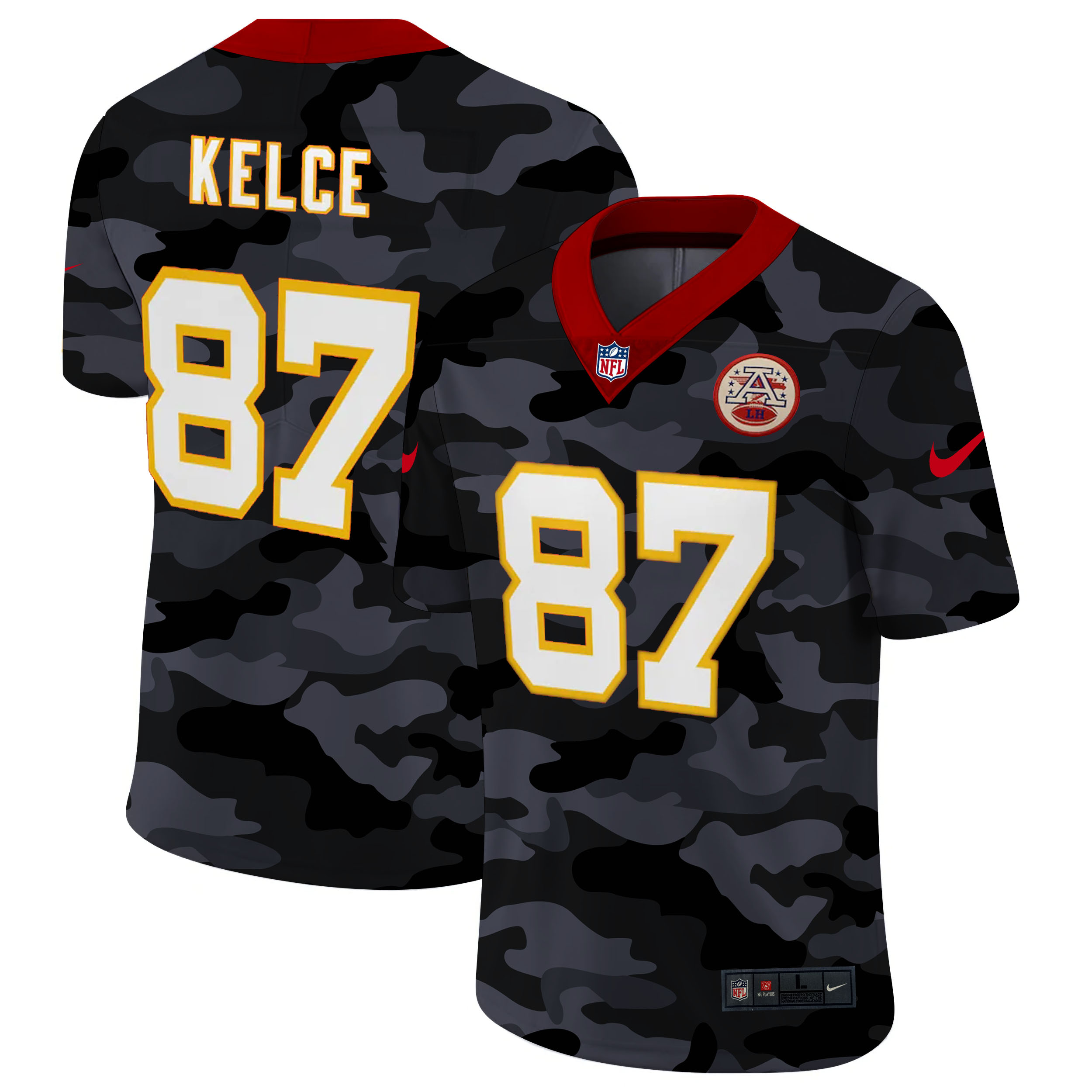 Kansas City Chiefs #87 Travis Kelce Men's 2020 Black CAMO Vapor Untouchable Limited Stitched Jersey