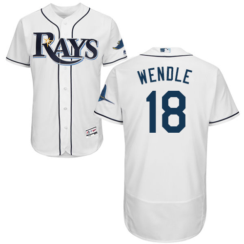 Tampa Bay Rays #18 Joey Wendle White Flexbase Authentic Collection Stitched Jersey Men's