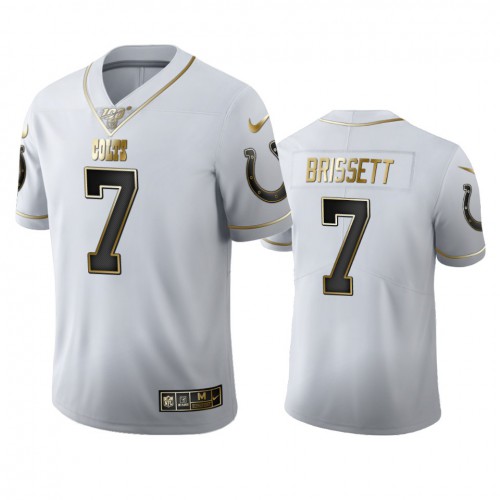 Indianapolis Indianapolis Colts #7 Jacoby Brissett Men's White Golden Edition Vapor Limited 100 Jersey Men's