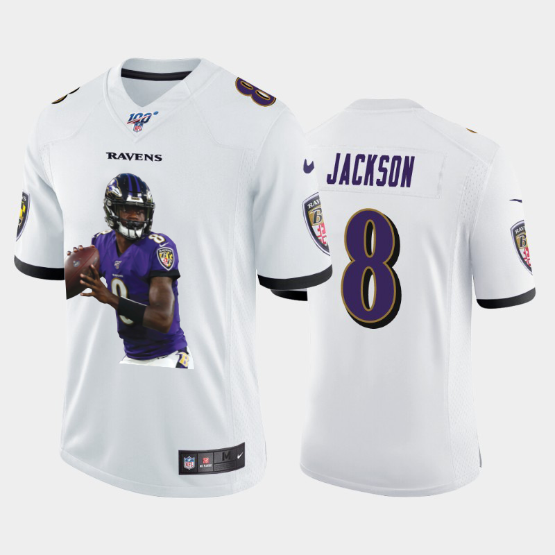 Baltimore Ravens #8 Lamar Jackson Team Hero 4 Vapor Limited 100 Jersey White