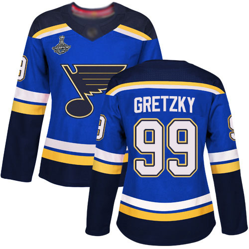 Adidas St. Louis Blues #99 Wayne Gretzky Blue Home Authentic Stanley Cup Champions Women's Stitched Jersey Womens