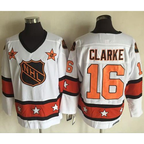 Philadelphia Flyers #16 Bobby Clarke White/Orange All-Star CCM Throwback Stitched Jersey Men's