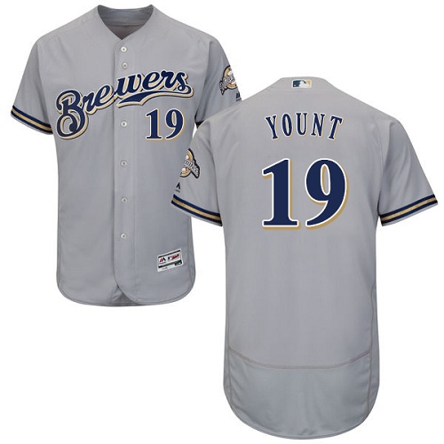 Milwaukee Brewers #19 Robin Yount Grey Flexbase Authentic Collection Stitched Jersey Men's