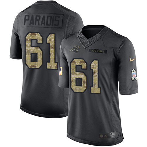 Carolina Panthers #61 Matt Paradis Black Men's Stitched Limited 2016 Salute to Service Jersey Men's