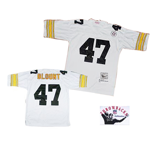 Mitchell and Ness Pittsburgh Steelers #47 Mel Blount White Stitched Throwback Jersey Men's