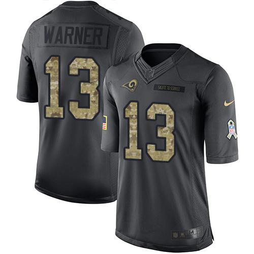 Los Angeles Rams #13 Kurt Warner Black Youth Stitched Limited 2016 Salute to Service Jersey Youth