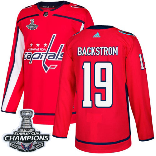 Adidas Washington Capitals #19 Nicklas Backstrom Red Home Authentic Stanley Cup Final Champions Stitched Jersey Men's
