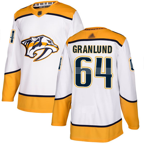 Adidas Nashville Predators #64 Mikael Granlund White Road Authentic Stitched Jersey Men's