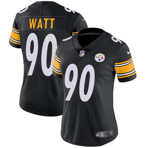 Steelers #90 T. J. Watt Black Team Color Women's Stitched Vapor Untouchable Limited Jersey