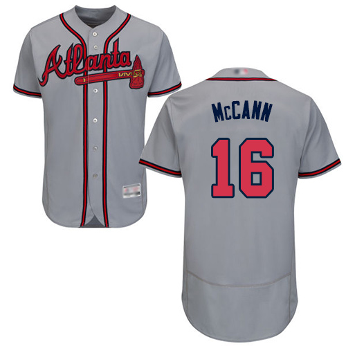 Atlanta Braves #16 Brian McCann Grey Flexbase Authentic Collection Stitched Jersey Men's