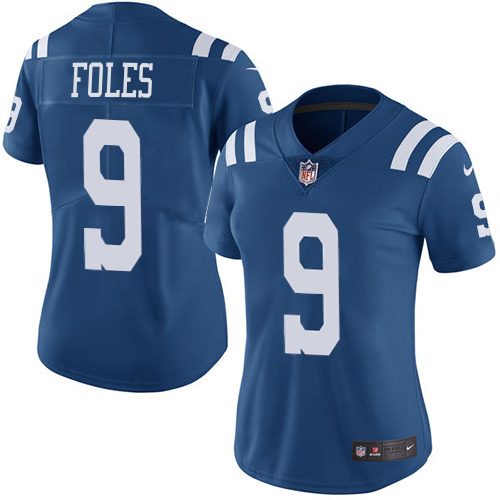 Colts #9 Nick Foles Royal Blue Women's Stitched Limited Rush Jersey