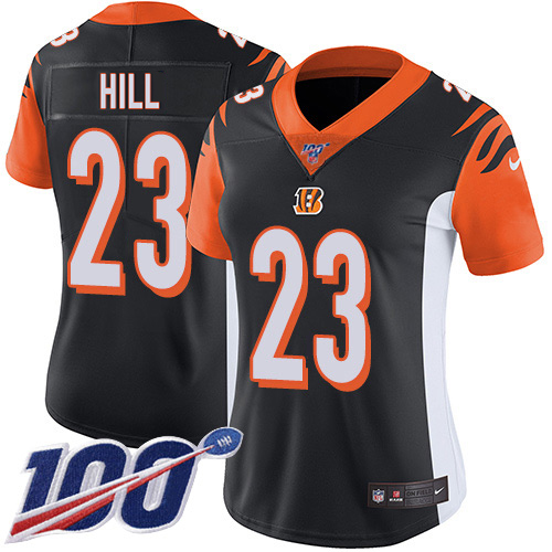 Bengals #23 Daxton Hill Black Team Color Women's Stitched 100th Season Vapor Untouchable Limited Jersey
