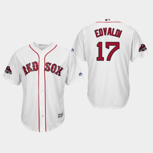 Boston Red Sox #17 Nathan Eovaldi White New Cool Base 2018 World Series Champions Stitched Jersey Men's