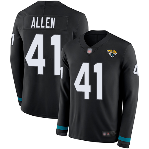 Jaguars #41 Josh Allen Black Team Color Men's Stitched Limited Therma Long Sleeve Jersey