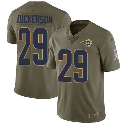 Rams #29 Eric Dickerson Olive Men's Stitched Limited 2017 Salute To Service Jersey