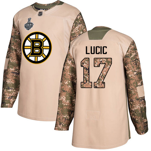 Adidas Boston Bruins #17 Milan Lucic Camo Authentic 2017 Veterans Day Stanley Cup Final Bound Stitched Jersey Men's