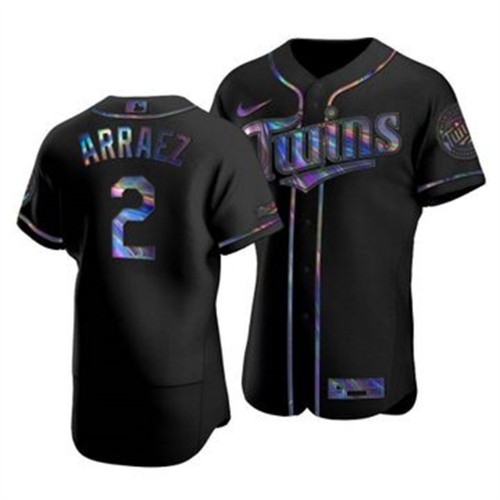 Minnesota Minnesota Twins #2 Luis Arraez Men's Iridescent Holographic Collection Jersey - Black Men's