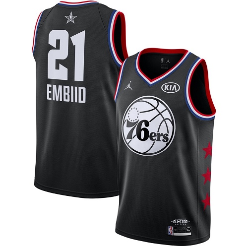 Philadelphia 76ers #21 Joel Embiid Black Youth Jordan Swingman 2019 All-Star Game Jersey Youth