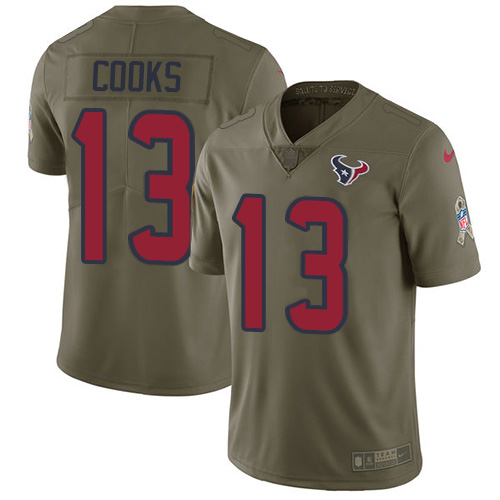Texans #13 Brandin Cooks Olive Youth Stitched Limited 2017 Salute To Service Jersey