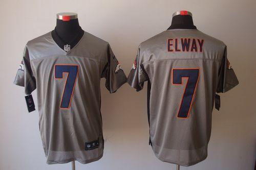 Broncos #7 John Elway Grey Shadow Men's Stitched Elite Jersey
